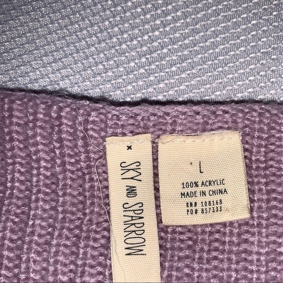 Sky & Sparrow Sweater, Lilac, sz L - Picture 5 of 7
